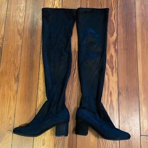 STEVE MADDEN Suede Over the Knee Black Boots